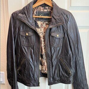 Vintage Guess Leather Bomber Jacket